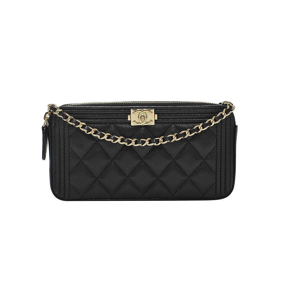 Túi Chanel 22B Mini Handle Clutch With Chain đen gold lambskin best quality