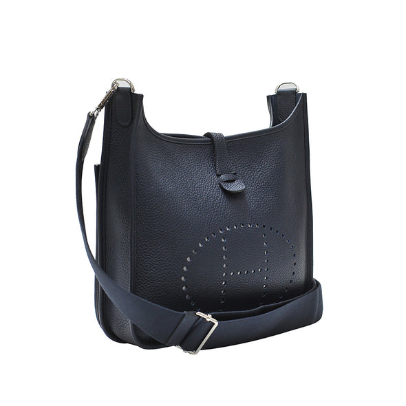 Blue Clemence Leather Evelyne III PM Shoulder Bag (Rented Out)