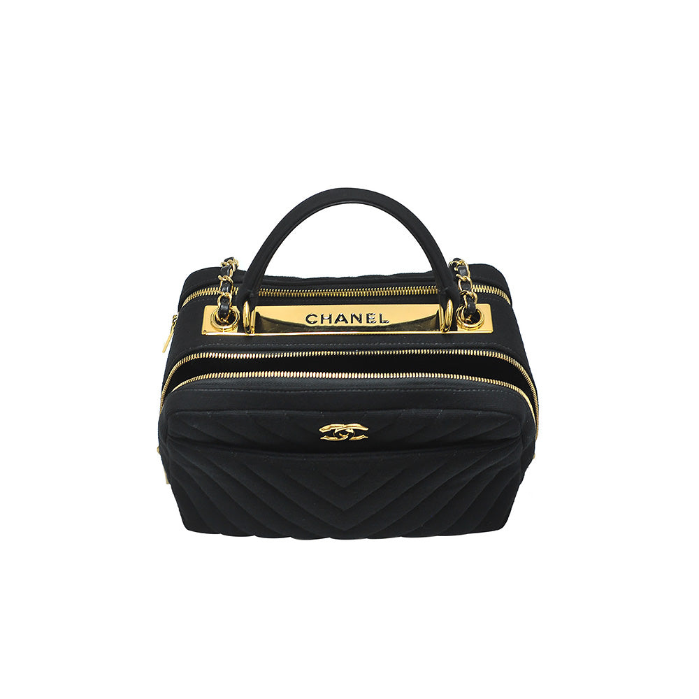 CHANEL, Bags, Chanel Lambskin Quilted Trendy Cc Bowling Bag Black Gold  Hardware Classic