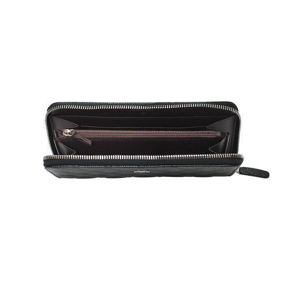 Black Classic Caviar Zip Around Silvertone Wallet (Rented Out)