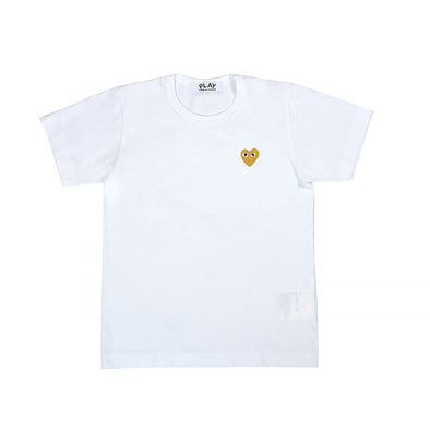 CDG Play Gold Heart Logo White Tee (Women)