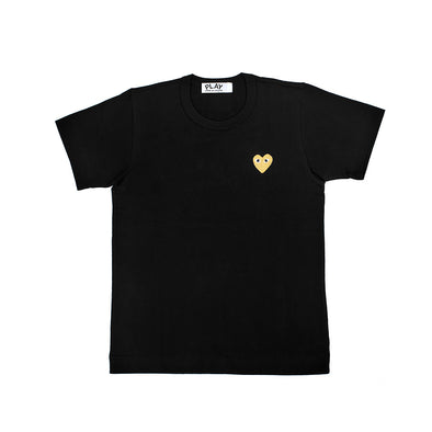 CDG Play Gold Heart Logo Black Tee (Women)