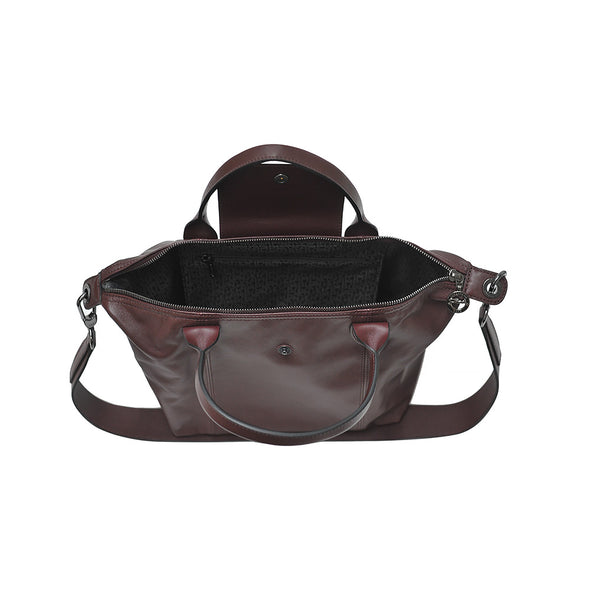 Brandy Le Pliage Cuir Shopping Tote (Logo Strap)