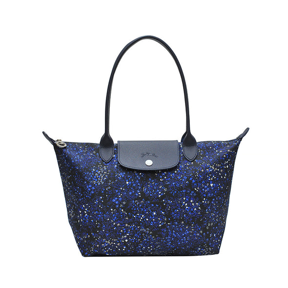 Blue Le Pliage Fleurs Shoulder Bag L