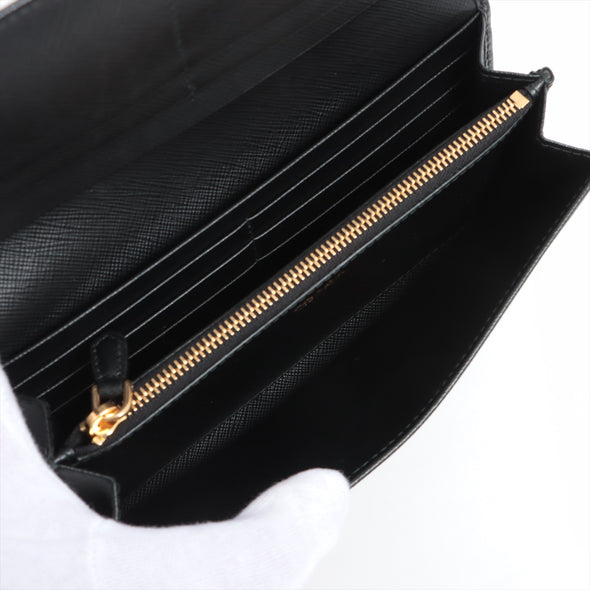 Prada Black Large Saffiano Metal Leather Wallet [Clearance Sale]