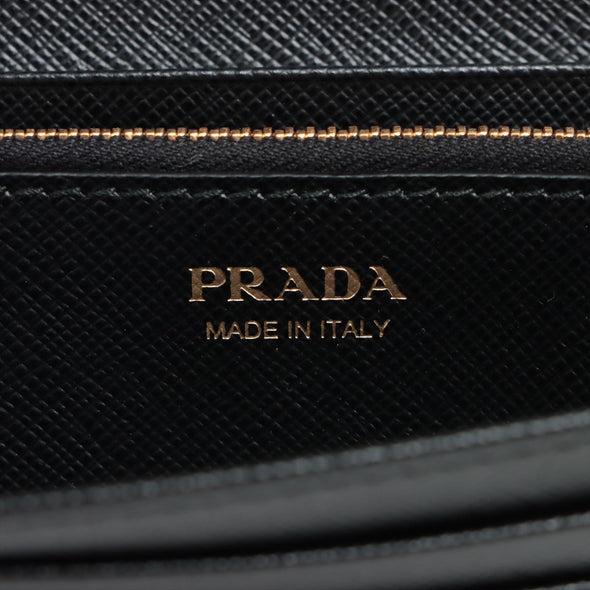 Black Large Saffiano Metal Leather Wallet