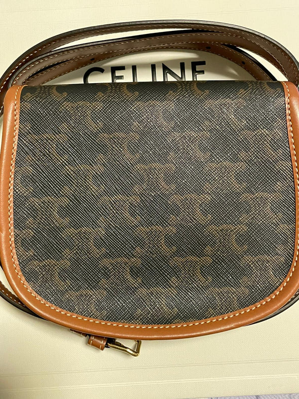 Celine Mini Besace in Triomphe Canvas and Calfskin