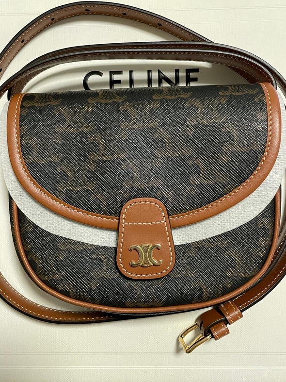 Celine Mini Besace in Triomphe Canvas and Calfskin