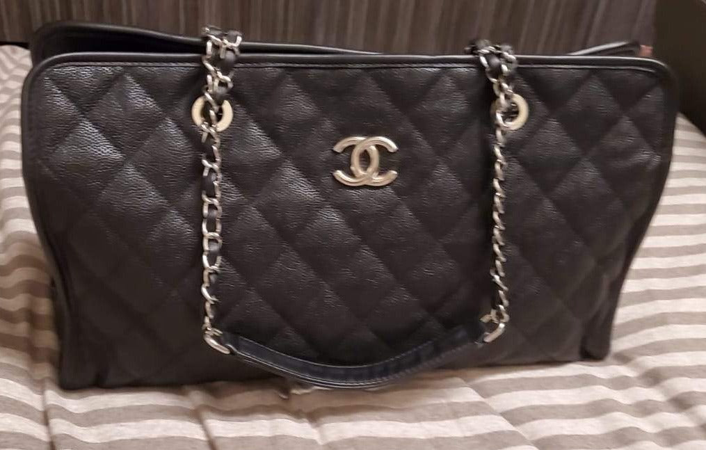 Chanel Black Caviar Leather French Riviera Tote –