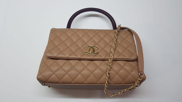 Chanel Beige Caviar Calfskin Coco Handle